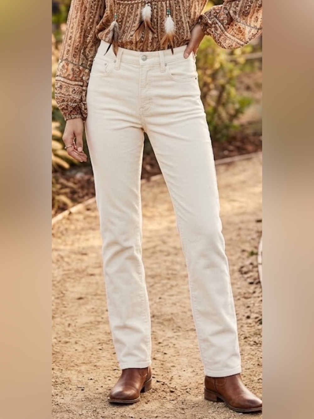 J.Crew Vintage Slim Straight Corduroy Pants Ivory White Size 27